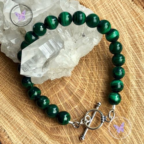 Malachite Bracelet with Silver Toggle Clasp